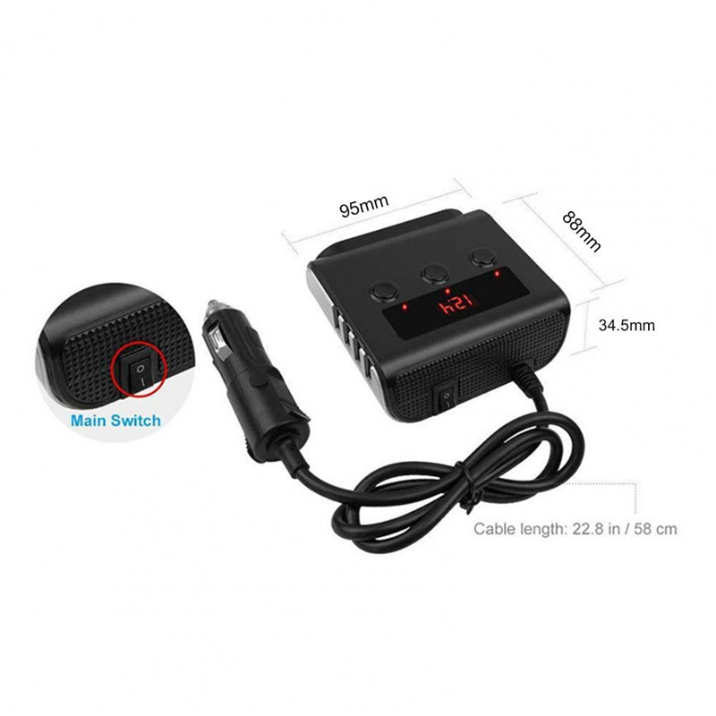 Universal Car Cigarette Lighter Socket Splitter Auto 4 Port USB Charger Power Adapter DC 12V-24V For Mobile Phone PC iPad
