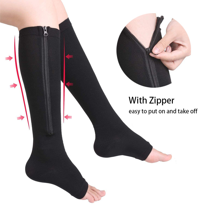 Medical Stretch Burn Fat Zipper Compression Socks Slim Sleeping Beauty Leg Shapper Socks Prevent Varicose Veins Sport Socks