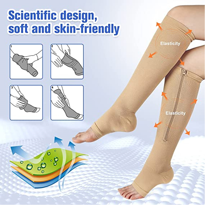 Medical Stretch Burn Fat Zipper Compression Socks Slim Sleeping Beauty Leg Shapper Socks Prevent Varicose Veins Sport Socks
