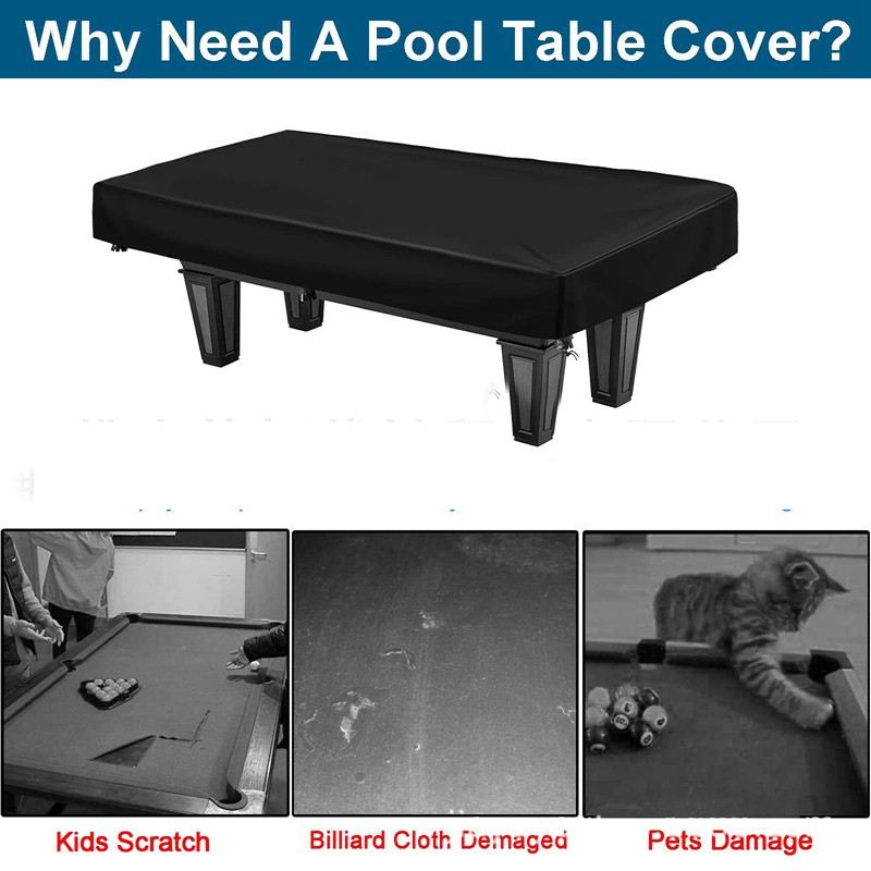 Billiard Table Dust Cover Oxford Dustproof Waterproof Outdoor Full Pool Table Cover With Drawstring Snooker Table Protector