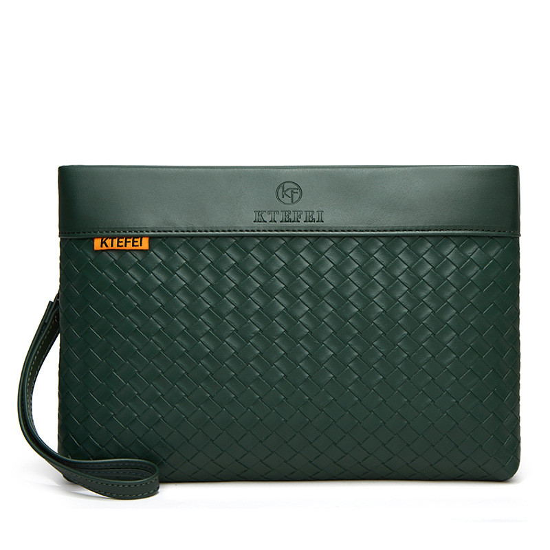 Men's woven Clutch Bag Envelope Large Capacity Fashion Soft Woven Purse Wallet For Male Handbag Luxury Brand Design Business Bag