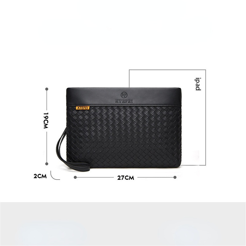 Men's woven Clutch Bag Envelope Large Capacity Fashion Soft Woven Purse Wallet For Male Handbag Luxury Brand Design Business Bag