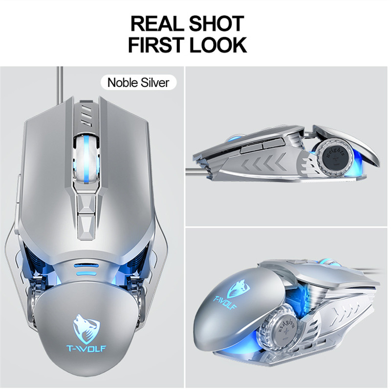 T-Wolf Robocop G350 Wired Gaming Mouse 6400 DPI USB Computer Mouse 7 Button LED With Backlight Mouse  Mice For PC Laptop Gamer