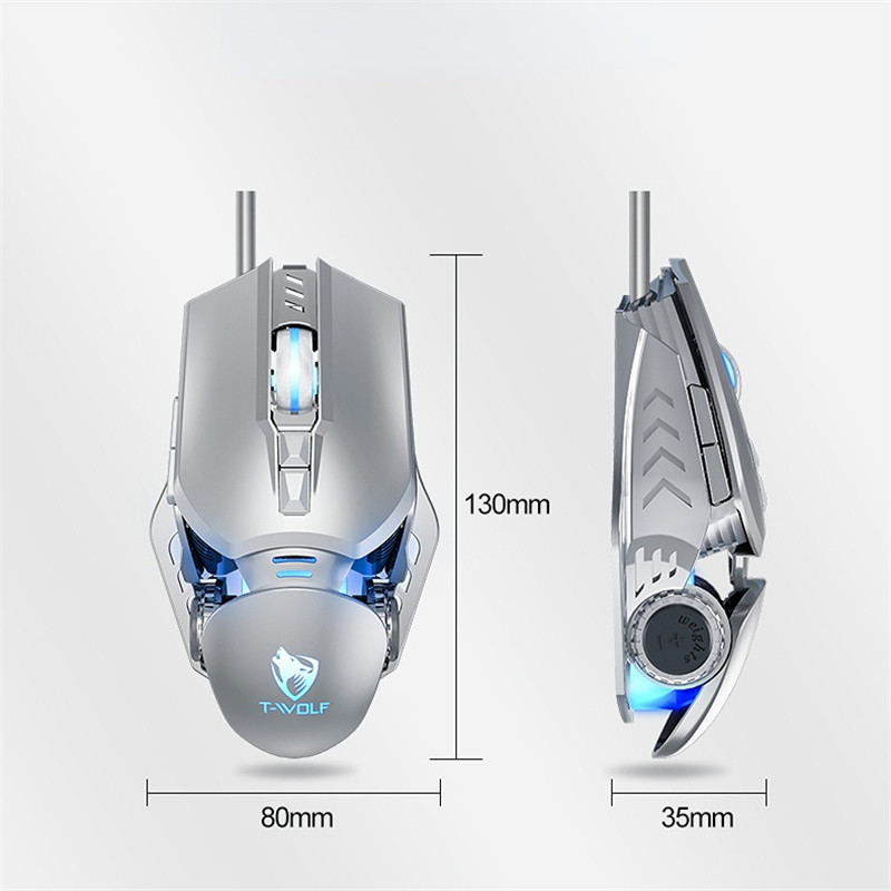 T-Wolf Robocop G350 Wired Gaming Mouse 6400 DPI USB Computer Mouse 7 Button LED With Backlight Mouse  Mice For PC Laptop Gamer