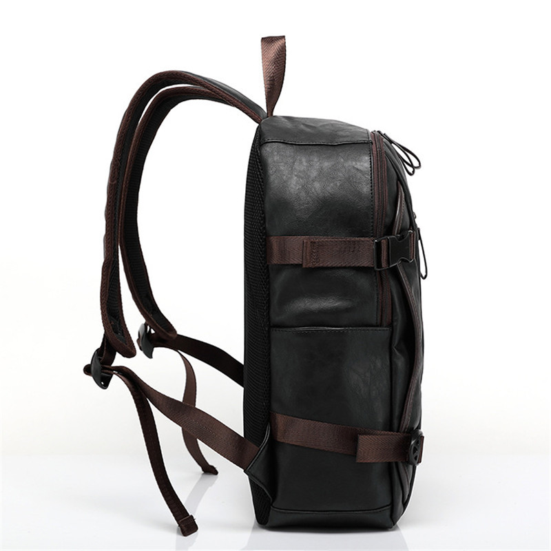 Retro Men PU Leather Backpack Men's Casual Backpack  Travel Bag College Style School Bag Laptop Backpack Man Waterproof Rucksack
