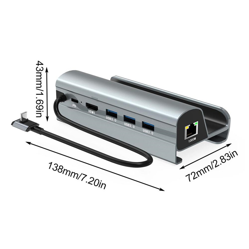 Docking Station For Steam Deck 6 In 1 USB3.0 Type-c HD MIsf Hub Charger 4K HD-compatible For Laptop Phone Tablet TV Game Console