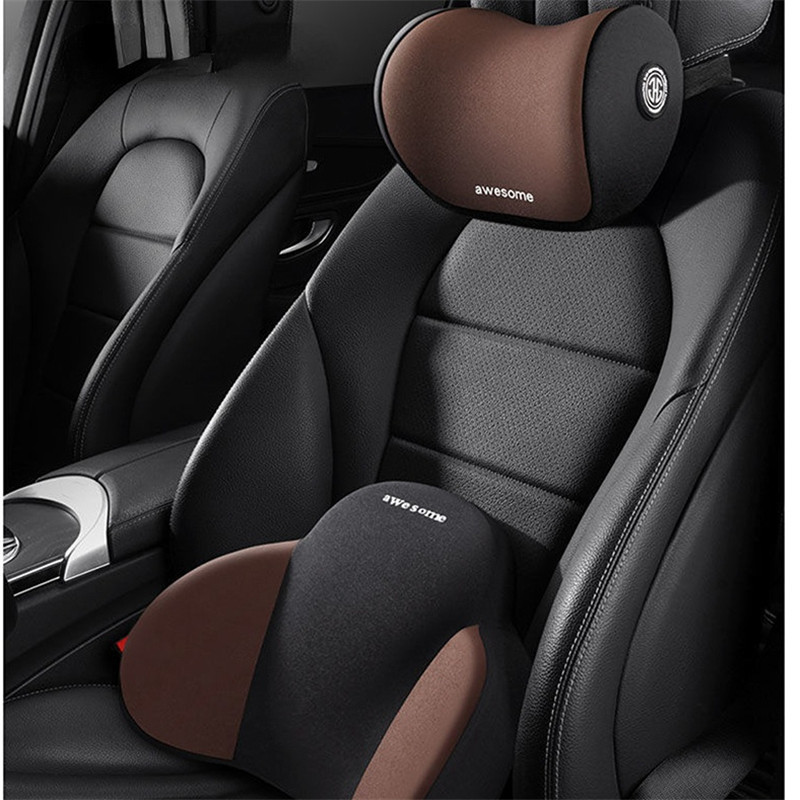 Memory Foam Car Headrest Neck Pillow Washable Waist Pillow for Car Seat Back Cushion Auto Lumbar Pillow Relieve Body Pressure
