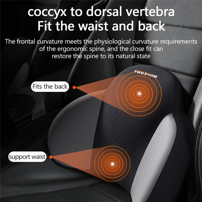 Memory Foam Car Headrest Neck Pillow Washable Waist Pillow for Car Seat Back Cushion Auto Lumbar Pillow Relieve Body Pressure