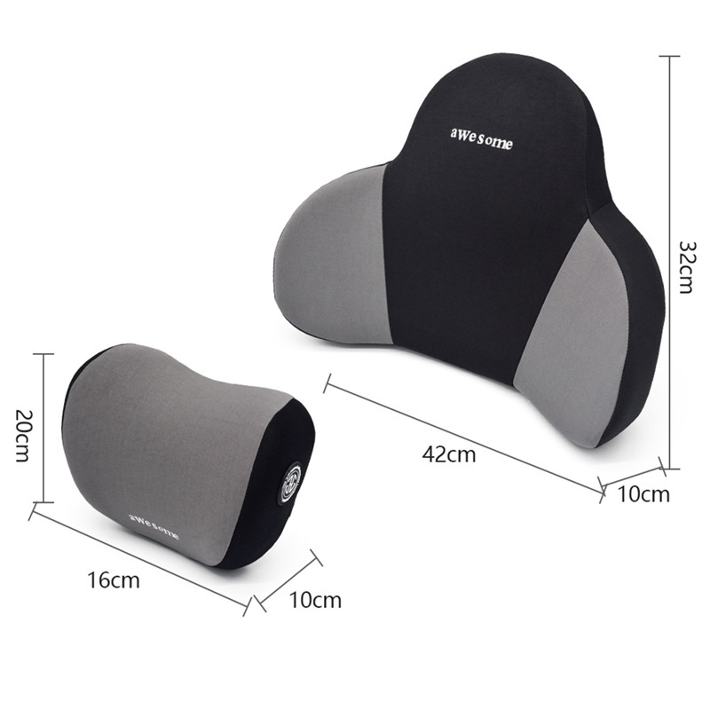 Memory Foam Car Headrest Neck Pillow Washable Waist Pillow for Car Seat Back Cushion Auto Lumbar Pillow Relieve Body Pressure