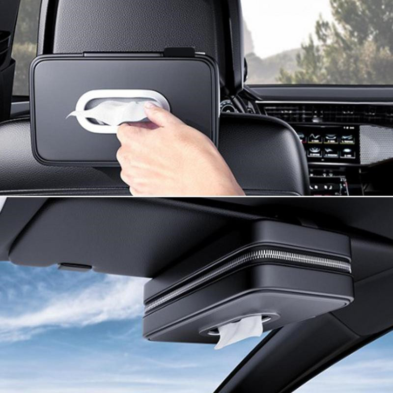 Car Tissue Holder Faux Leather Black Unisex Napkin Dispenser For Back Seat Tissue Case Car Decoration Toilet Paper Box Organizer