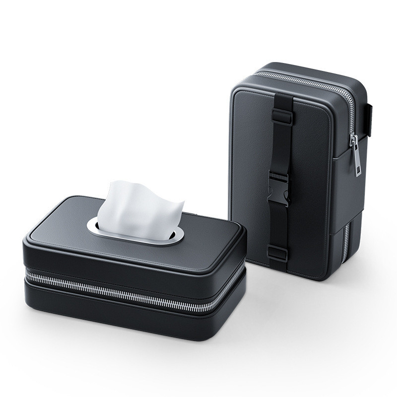 Car Tissue Holder Faux Leather Black Unisex Napkin Dispenser For Back Seat Tissue Case Car Decoration Toilet Paper Box Organizer