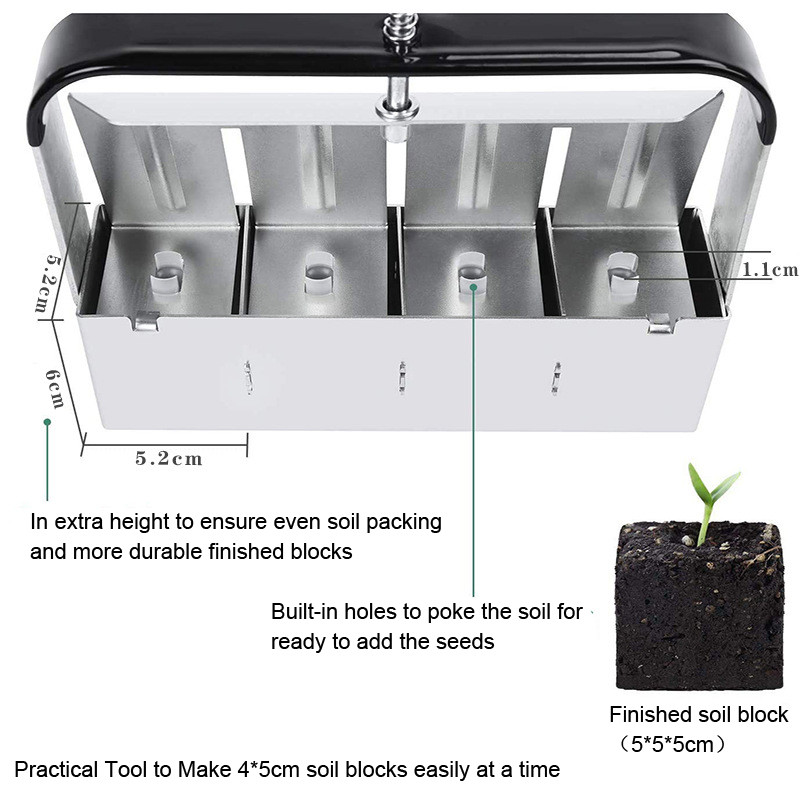 Handheld Seedling Soil Block Maker Soil Blocker 2-Inch Soils Blocking Tool Seeds Starter Tools For Greenhouse Garden Accessories