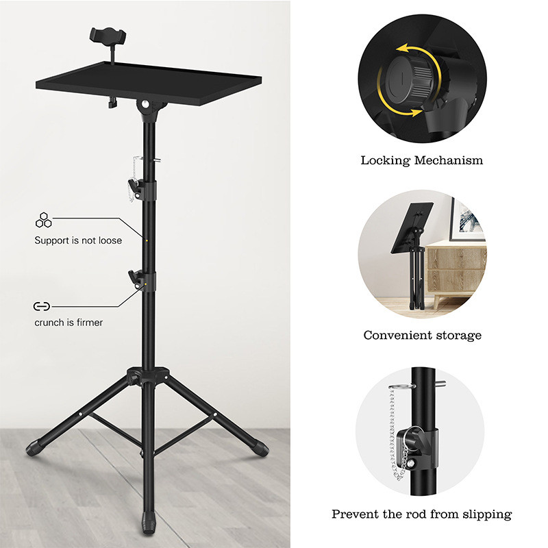 Portable Foldable Projector Tripod Stand Laptop Tripod Adjustable Height Standing Desk Outdoor Computer Desk Stand for Studio
