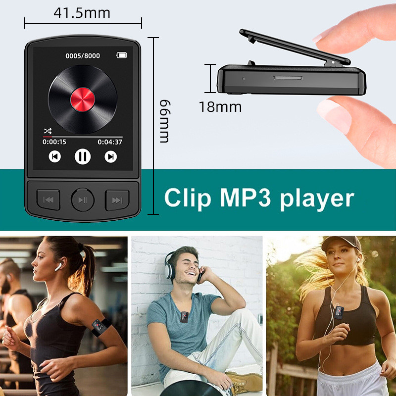 Portable MP3 Player Bluetooth Music Stereo Speaker Mini MP4 Player Walkman Sport Clip Support E-Book FM Radio Recording Clock TF