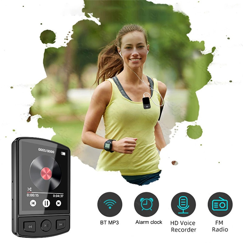 Portable MP3 Player Bluetooth Music Stereo Speaker Mini MP4 Player Walkman Sport Clip Support E-Book FM Radio Recording Clock TF
