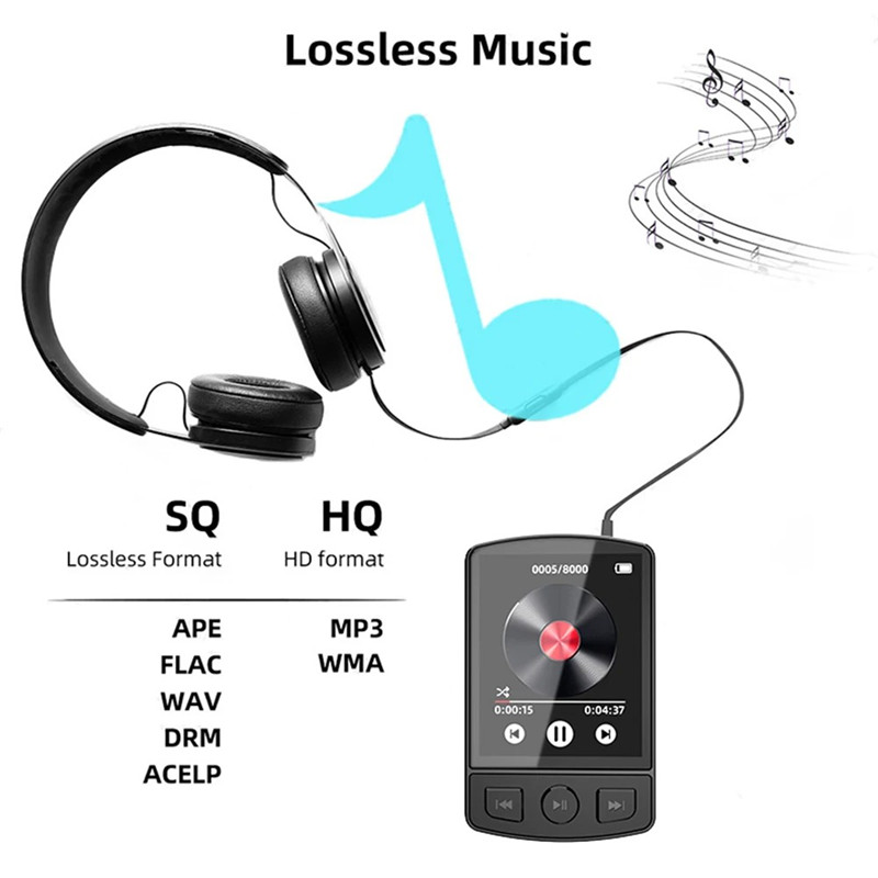 Portable MP3 Player Bluetooth Music Stereo Speaker Mini MP4 Player Walkman Sport Clip Support E-Book FM Radio Recording Clock TF