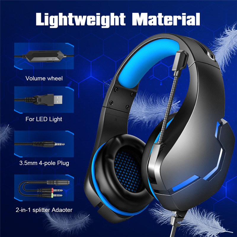 J10 Headset Gamer HiFi Stereo Sound Gaming Earphone For Computer PC Desktop Laptop Xbox One PS4 Wired Headphones with Microphone