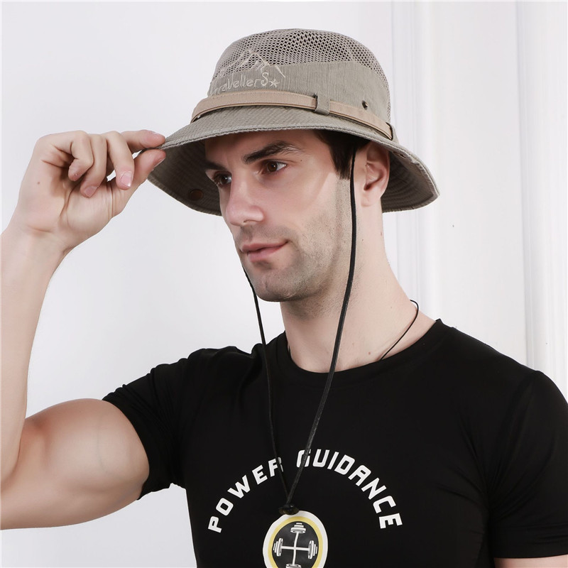 Summer Fisherman Hat Men Women Wide Brim Hat Breathable Mesh Fishing Cap Beach Sun Protector Caps Outdoors UV Protection Hats