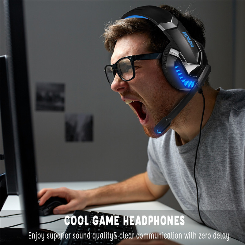 Cool LED Wired Headphones With Microphone Gaming Headphone For PC Headset Gamer Stereo Gaming Earphone For Computer/PS4/Phone