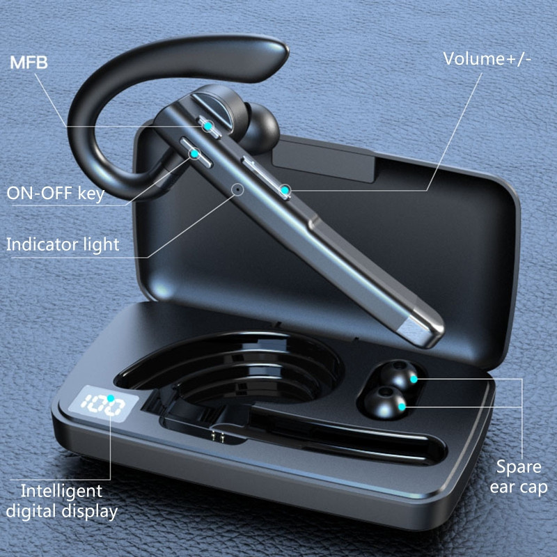 Hanging Ear Wireless Bluetooth Headset With Microphone Stereo Noise Canceling Sport Headphone Bluetooth Business Earphone