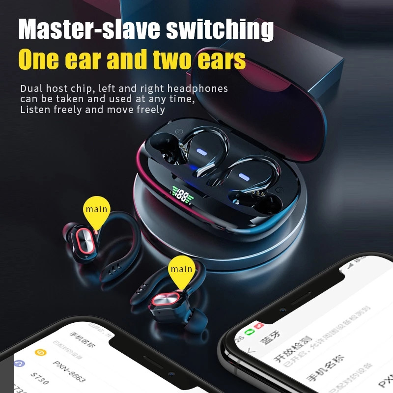 Wireless Earphones Ear Hook Bluetooth Earbuds TWS Hifi Headphones Gaming Touch Control Sport Headset S730 With Microphone