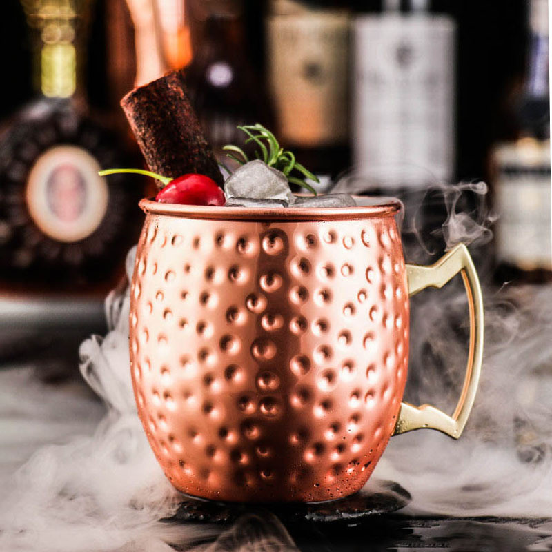 530ML Moscow Mule Mug Copper Metal Mug Cup Stainless Steel Cocktail Beer Wine Cup Champagne Mugs Drinkware Party Bar Tool