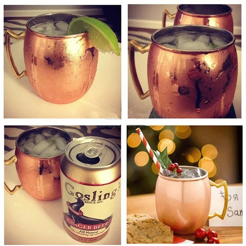 530ML Moscow Mule Mug Copper Metal Mug Cup Stainless Steel Cocktail Beer Wine Cup Champagne Mugs Drinkware Party Bar Tool