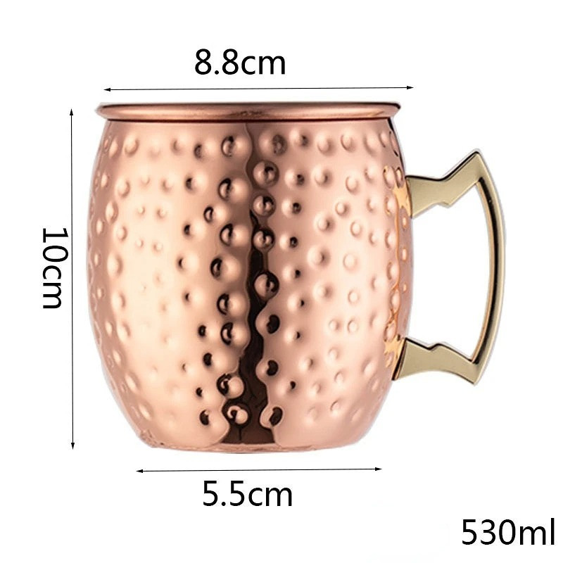 530ML Moscow Mule Mug Copper Metal Mug Cup Stainless Steel Cocktail Beer Wine Cup Champagne Mugs Drinkware Party Bar Tool