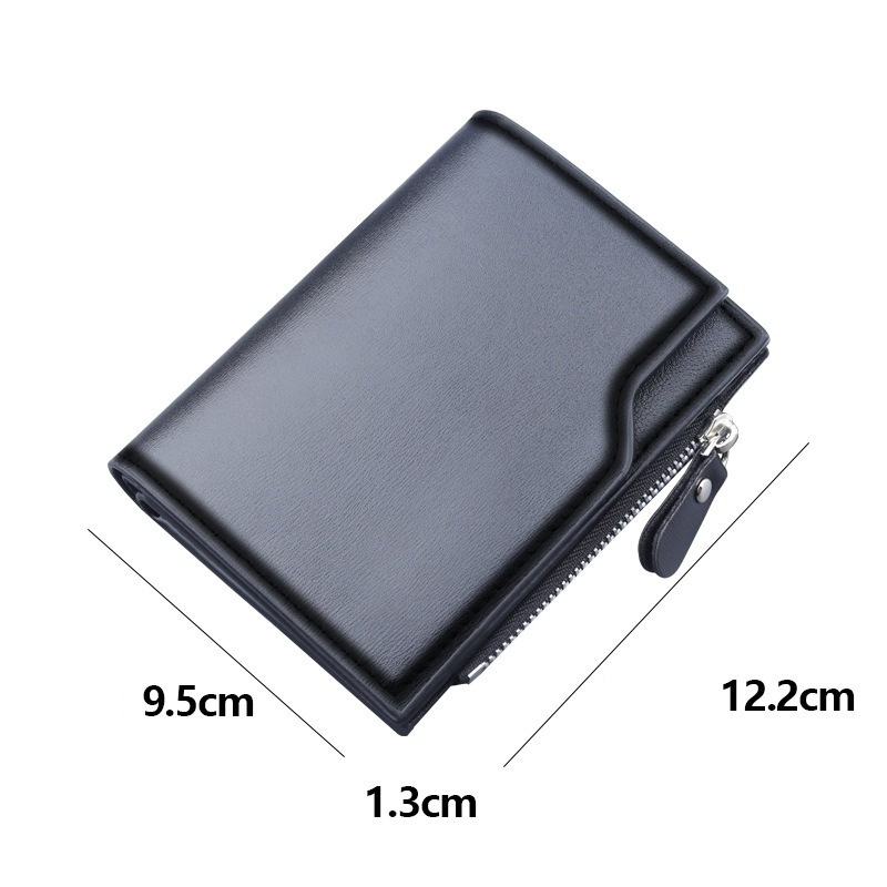 Fashion Man Wallet PU Leather Card Holder Purse Zipper Coin Pocket Men's Short Wallets Portable Billfold Bag Male Gifts