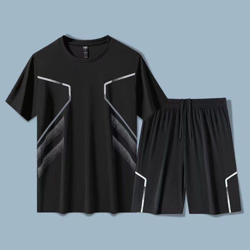 New Summer Sportswear For Men Printing Badminton Suit Outdoor Fitness Running T-shirt Shorts Casual Breathable Men's Sports Suit