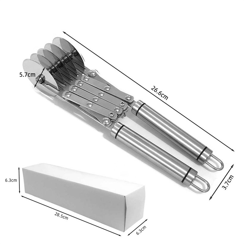 Pastry Cutter Wheel Stainless Steel 5 Wheel Pizza Cutter Adjustable Blade Spacing Safe and Easily Used Pie Cutter Pasta Cutter
