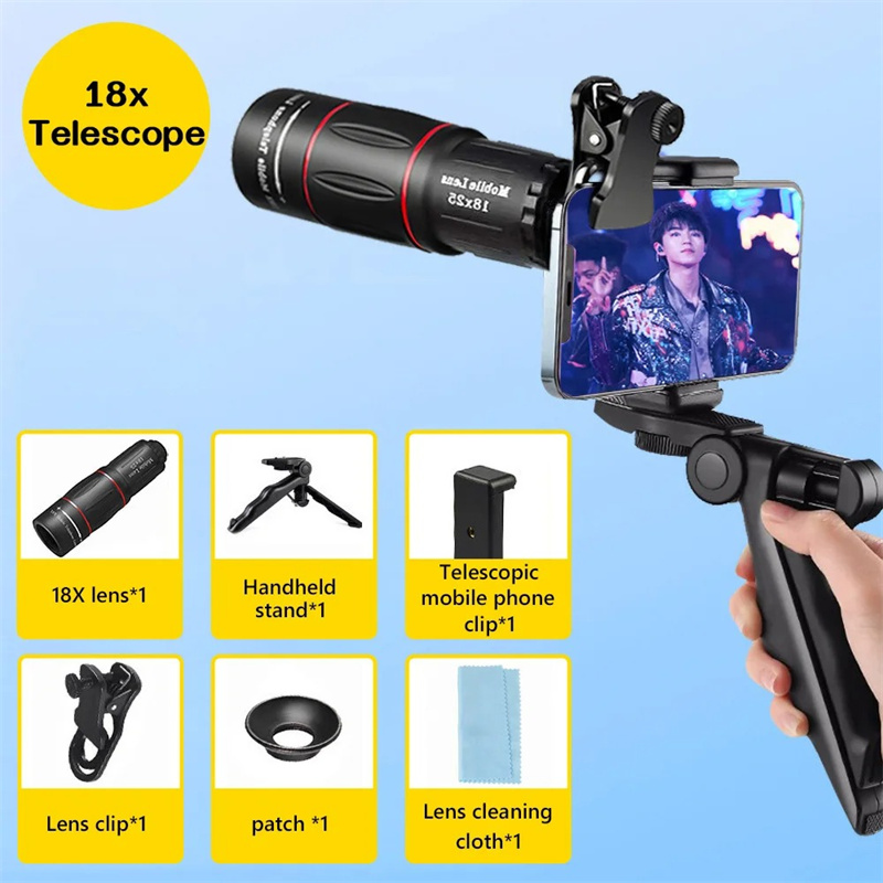 18X/36X/64X HD Mobile Phone Camera Lens Clip-On Zoom Monocular Telescope Universal Phone Camera Telephoto Lens for Smartphone