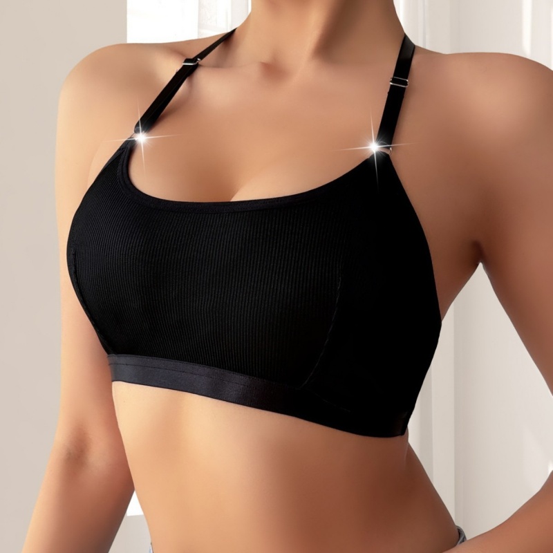 1pcs Ribbed Sexy Women Bras String Pearls Backless Female Underwear Fashion Party Camisole No Pad Breathable Sexy Lingerie