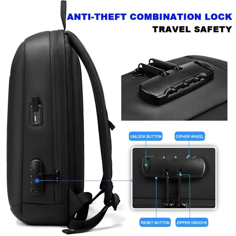 Luxury Men Business Backpack Expandable 15.6inch Laptop Bag Waterproof Password lock Backpacks Large Capacity Travel Rucksack