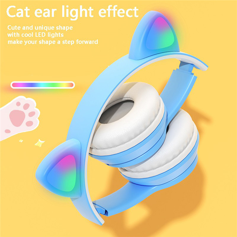 P47 Wireless Headphone Cat Ear With Mic Bluetooth Earphone Stereo Bass Helmets Children Girl Gift Earbuds PC Phone Headset Gamer