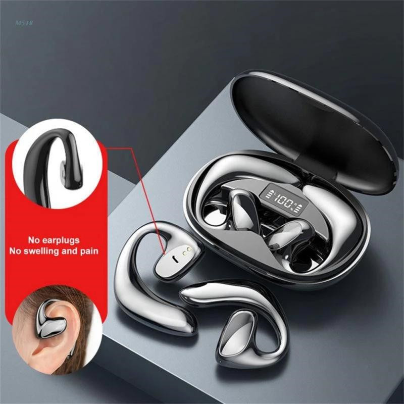 TWS Bluetooth Headset Air Conduction Noise Cancelling Sports Earphones LED Display Ear Hooks Stereo Running Headphone With Mic
