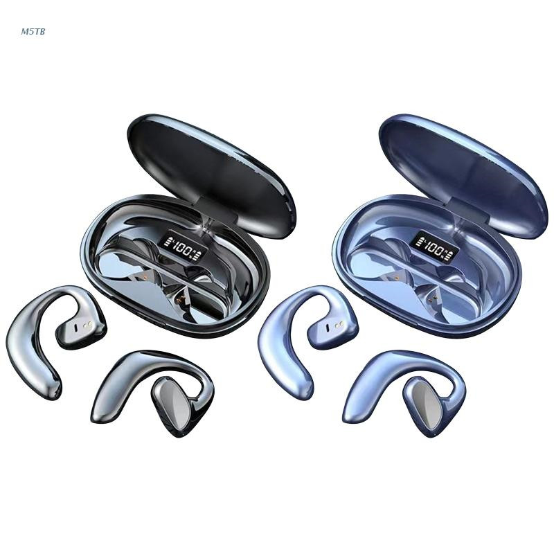TWS Bluetooth Headset Air Conduction Noise Cancelling Sports Earphones LED Display Ear Hooks Stereo Running Headphone With Mic