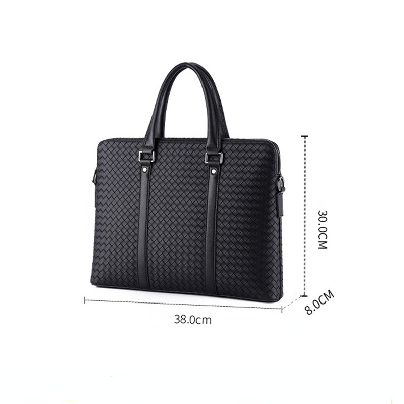 Men Business Crossbody Bag Luxury Woven Leather Shoulder Bag Men Briefcase Laptop Messenger Bags Male Fashion Handbag Tote