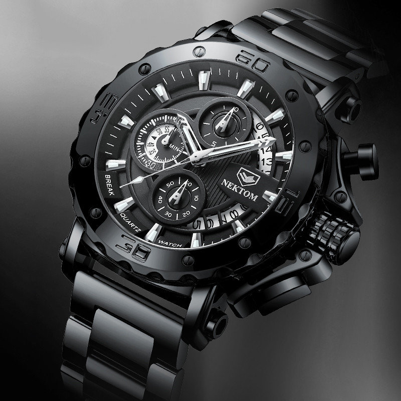 Watches for Men Luxury NEKTOM Calendar Quartz Watch Sport Men Waterproof Watches Clock Steel Case Male Date Wrist Watch
