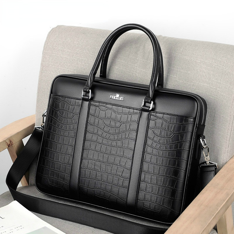 New Luxury Men's PU Leather Business Bag Male Shoulder Bag Crocodile Briefcase Fashion Men Messenger Tote Laptop Handbag