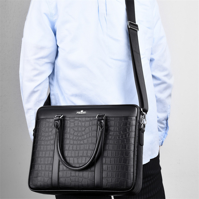 New Luxury Men's PU Leather Business Bag Male Shoulder Bag Crocodile Briefcase Fashion Men Messenger Tote Laptop Handbag