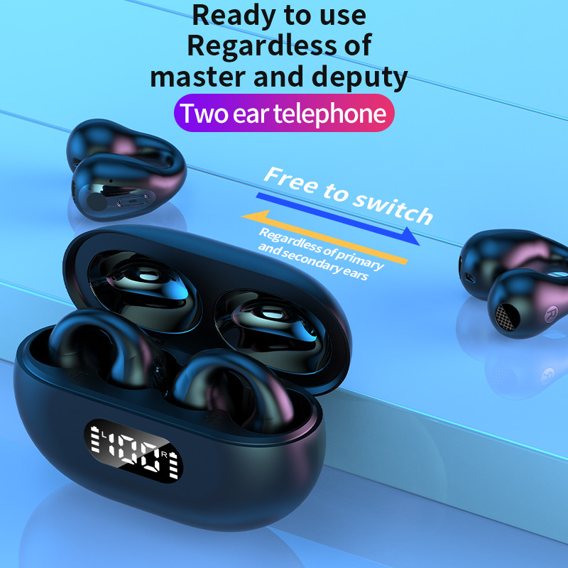 Bone Conduction Earphone TWS Ear Clip Wireless Bluetooth Headset Earbuds Noise Reduction Open Ear Headphones for Running Sports