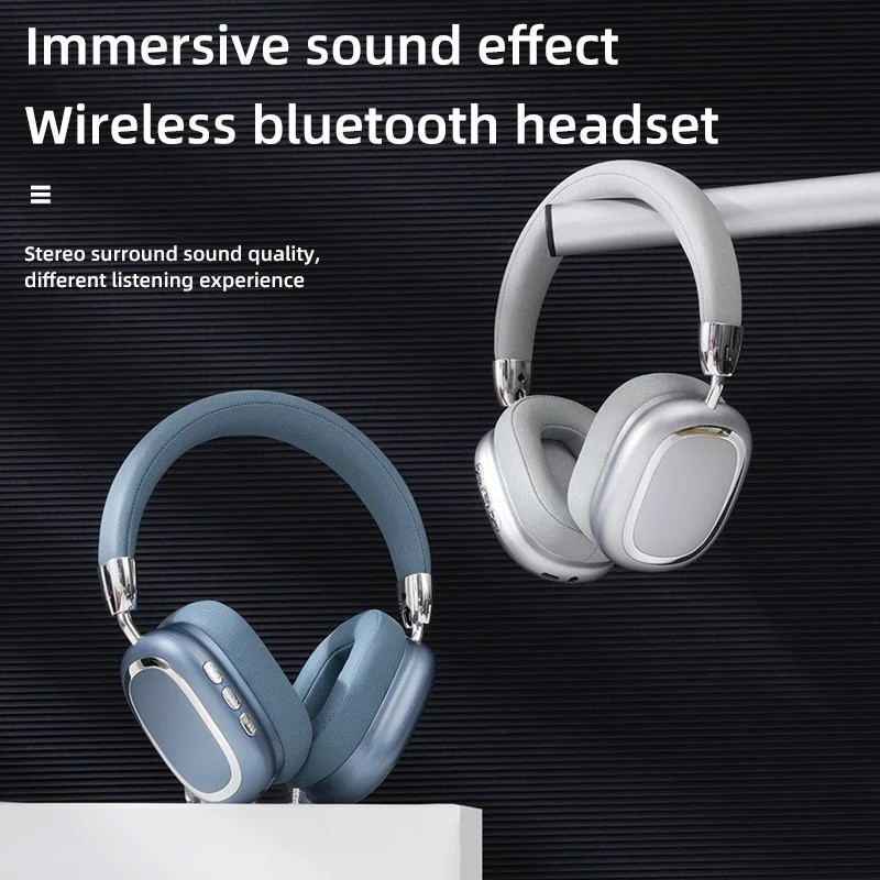 Head-mounted Metal Wireless Bluetooth Headphone HD Mic Earphone HiFi Sound Quality Telescopic Foldable Gaming Music Headset