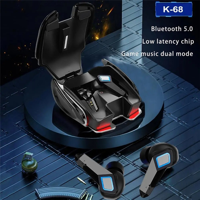 K68 Gaming Earphone TWS Bluetooth Low Latency Professional Gamer Wireless Headphone With Mic Stereo HiFi Earbuds Headset
