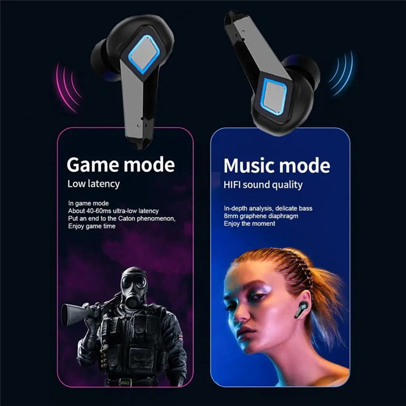 K68 Gaming Earphone TWS Bluetooth Low Latency Professional Gamer Wireless Headphone With Mic Stereo HiFi Earbuds Headset