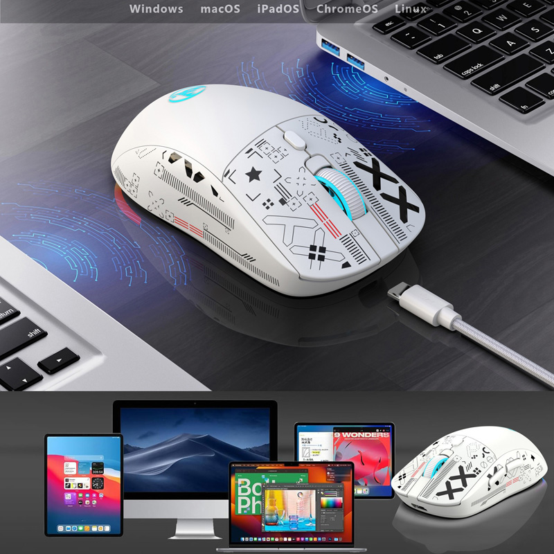 2.4G Wireless Mechanical Mouse Rechargeable RGB Bluetooth Gaming Mouse Ergonomic Three-Mode Silent Mouse Mice for Office Gamer