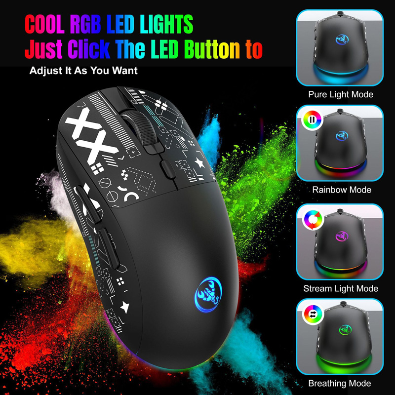 2.4G Wireless Mechanical Mouse Rechargeable RGB Bluetooth Gaming Mouse Ergonomic Three-Mode Silent Mouse Mice for Office Gamer