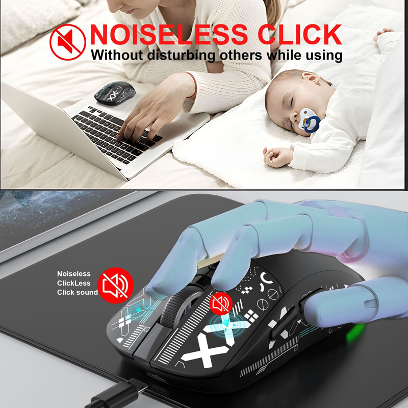 2.4G Wireless Mechanical Mouse Rechargeable RGB Bluetooth Gaming Mouse Ergonomic Three-Mode Silent Mouse Mice for Office Gamer