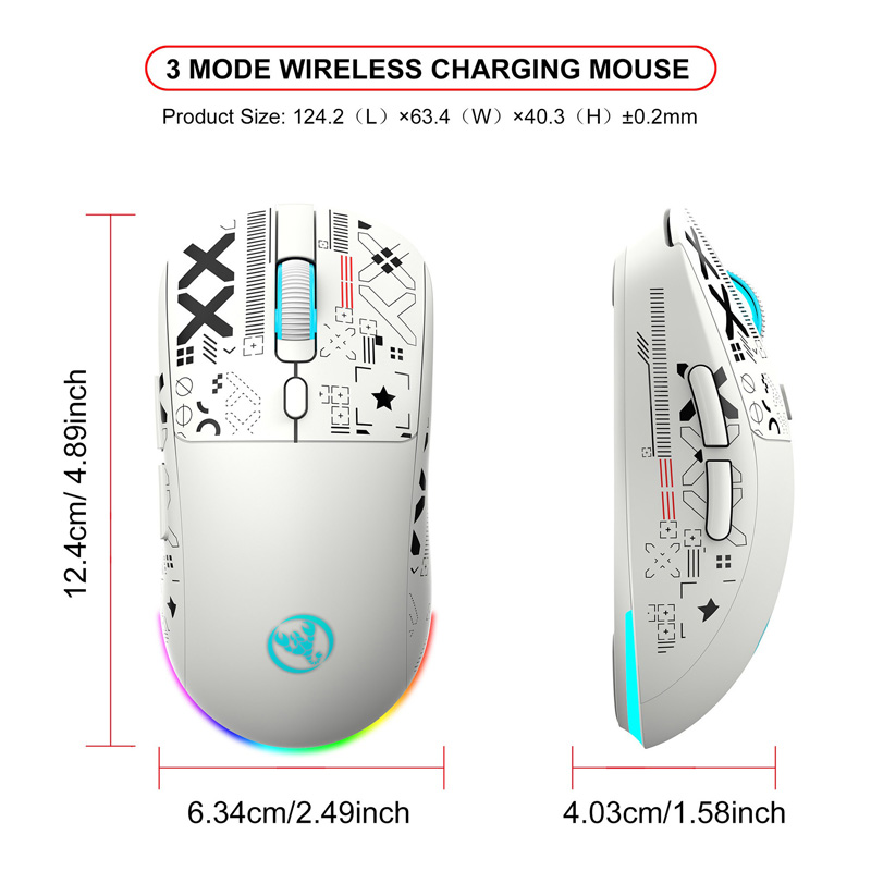 2.4G Wireless Mechanical Mouse Rechargeable RGB Bluetooth Gaming Mouse Ergonomic Three-Mode Silent Mouse Mice for Office Gamer