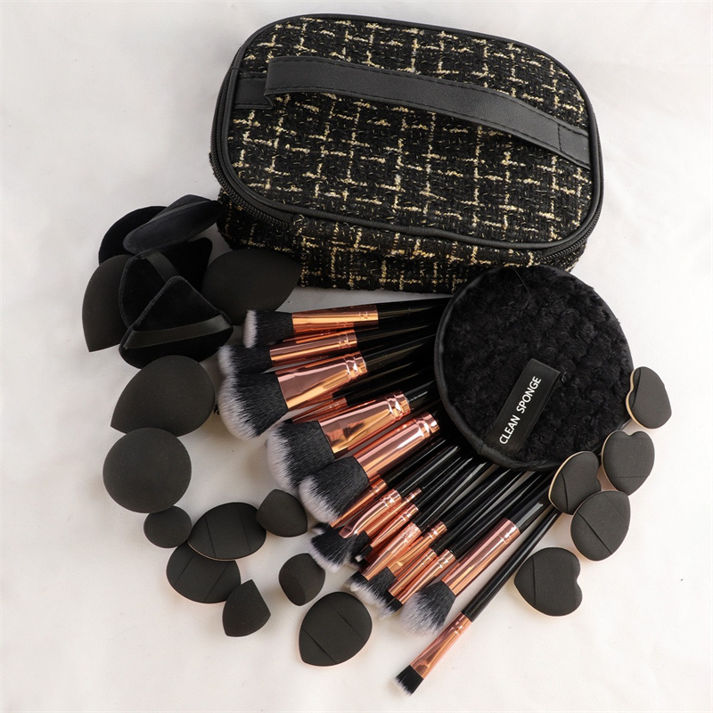 47pcs Professional Makeup Brush Set with Cosmetic Bag Travel-Friendly Beauty Blender & Powder Puffs Complete Cosmetic Tools Kit